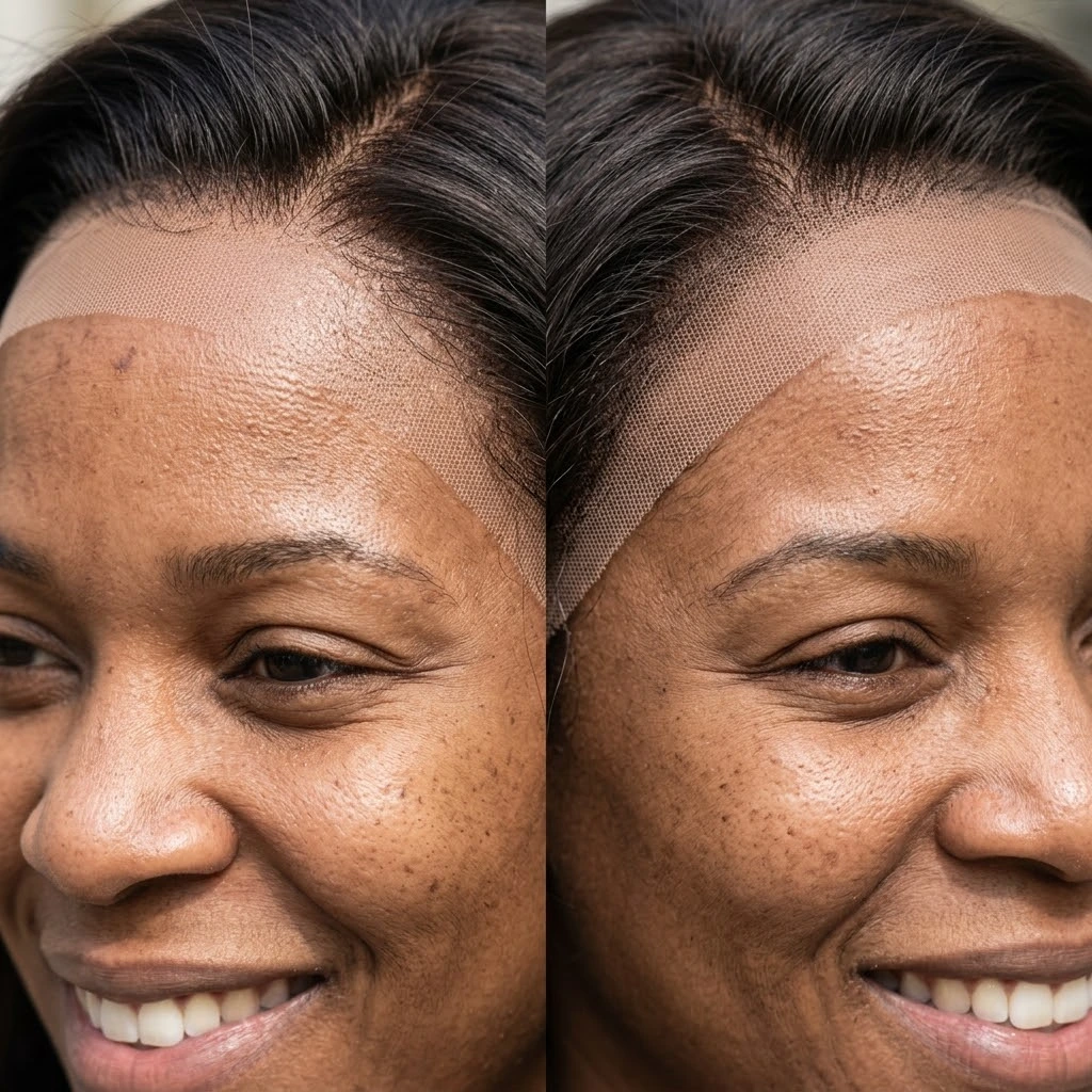 HD lace versus regular lace comparison showing how thinner lace can create a less noticeable transition at the wig hairline